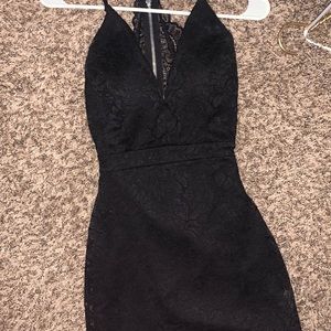 Black mini lace dress
